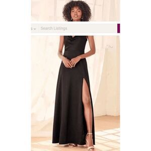 Lulus Black Satin Formal Dress Size Medium